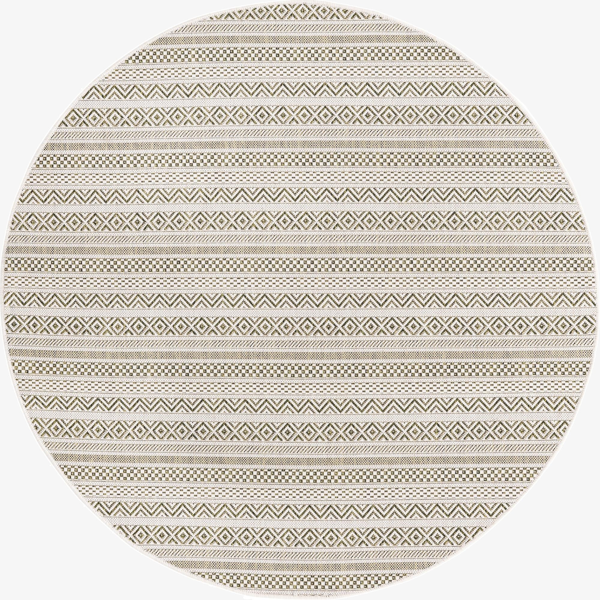Primary image 5' 3 x 5' 3  Washable Striped Indoor / Outdoor Round Rug