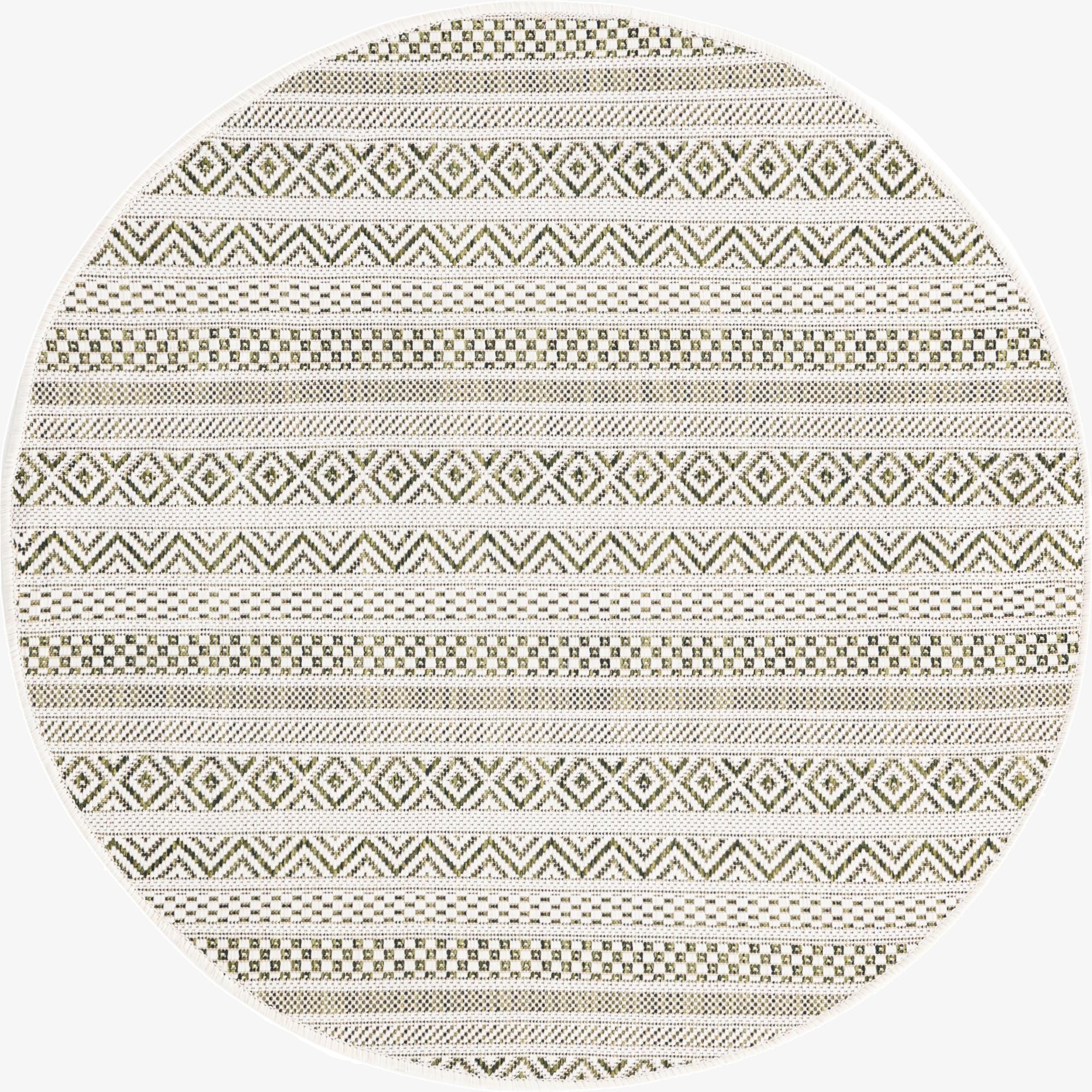 Primary image 3' x 3'  Washable Striped Indoor / Outdoor Round Rug