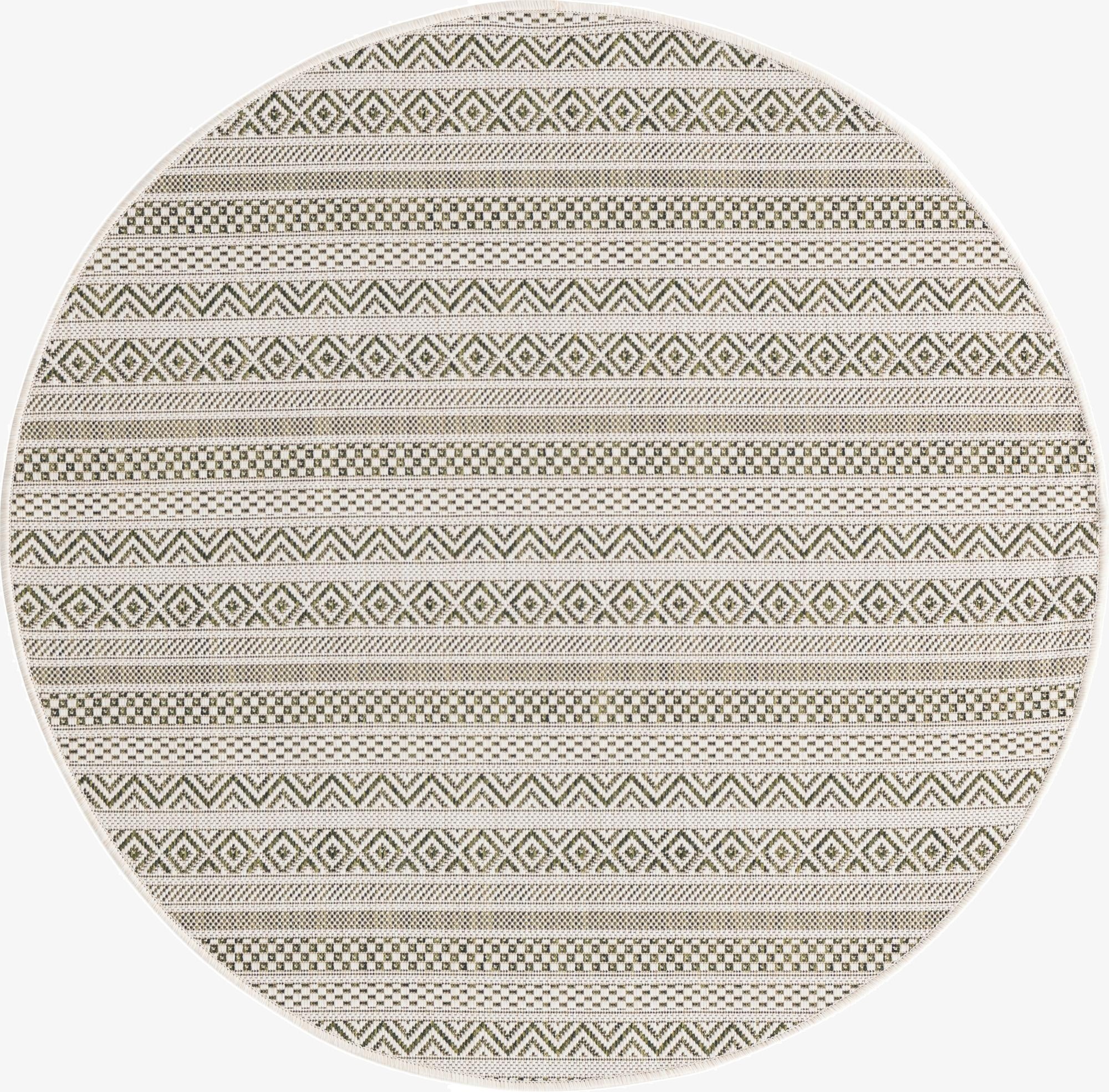 4' x 4'  Washable Striped Indoor / Outdoor Round Rug