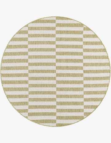 5' 3 x 5' 3 Easy-Clean Striped Indoor / Outdoor Round Rug