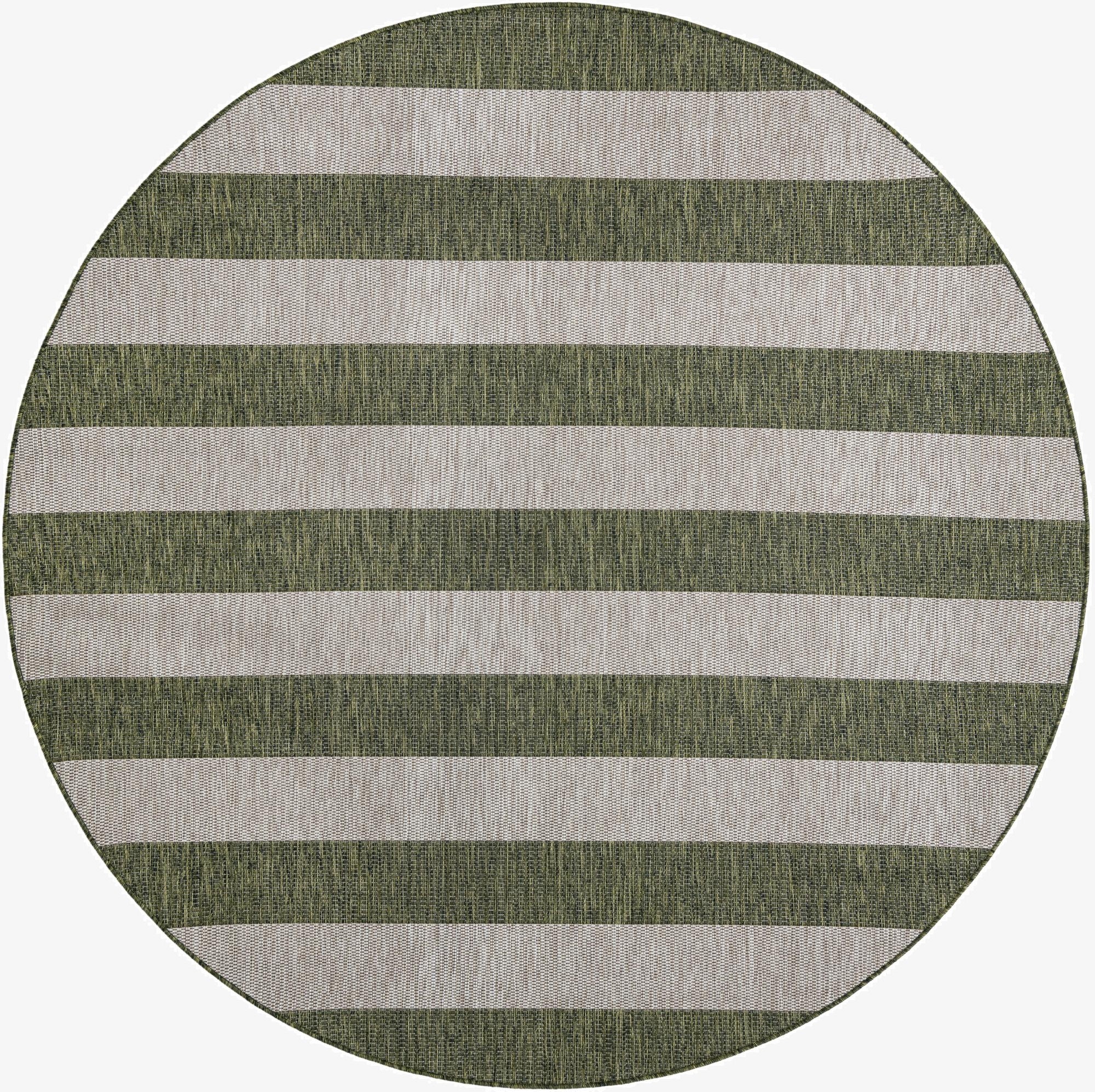 7' 10 x 7' 10  Washable Striped Indoor / Outdoor Round Rug