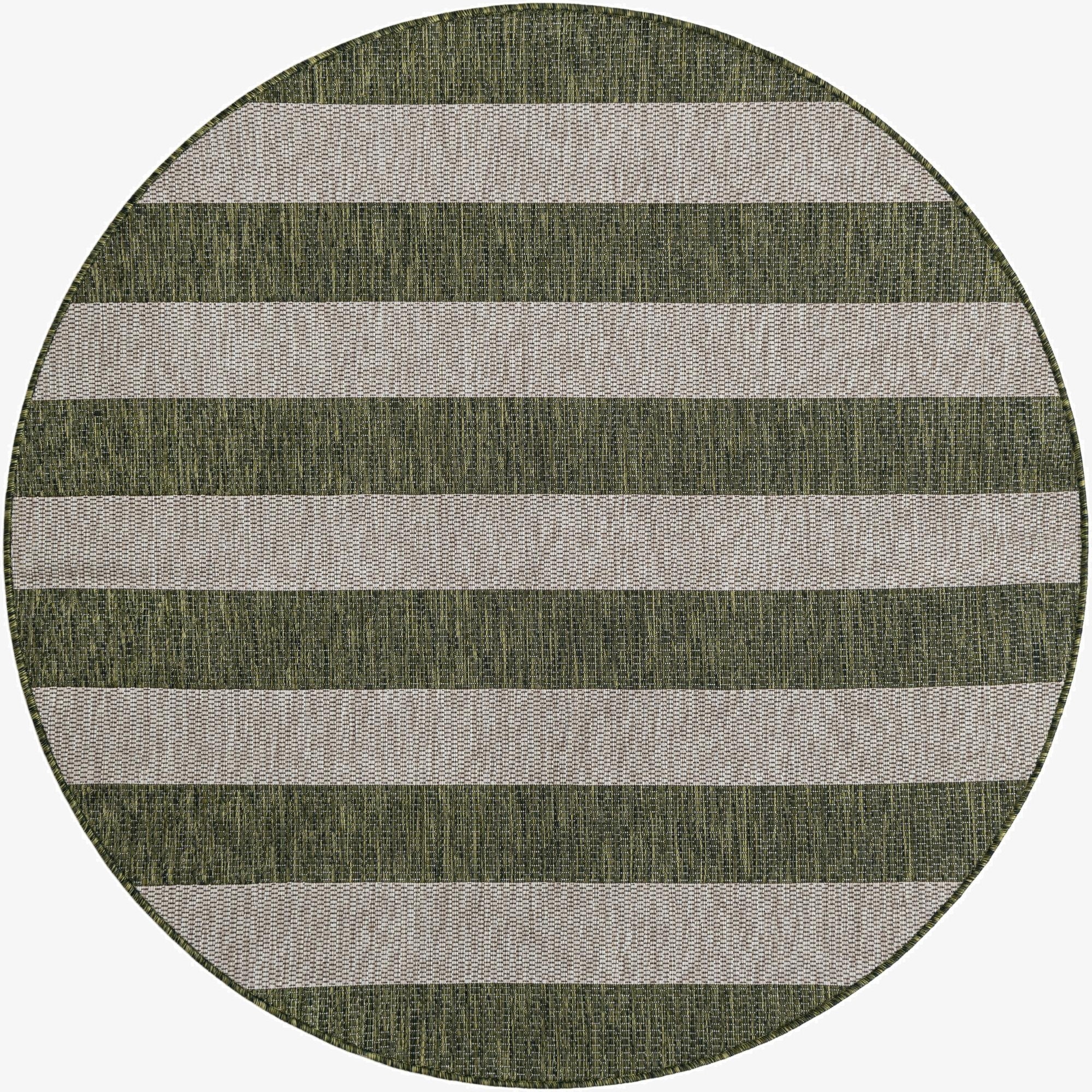 5' 3 x 5' 3  Washable Striped Indoor / Outdoor Round Rug