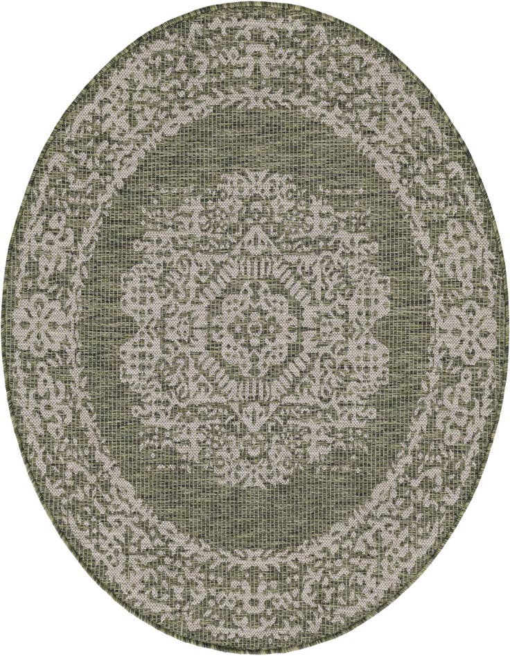 Detail image of 4' x 4' Easy-Clean Traditional Indoor / Outdoor Round Rug