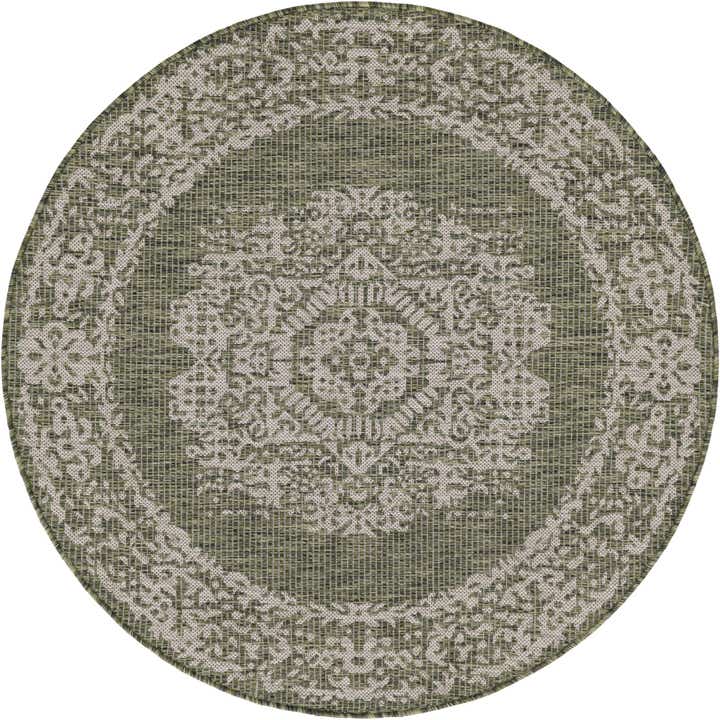 4' x 4' Easy-Clean Traditional Indoor / Outdoor Round Rug
