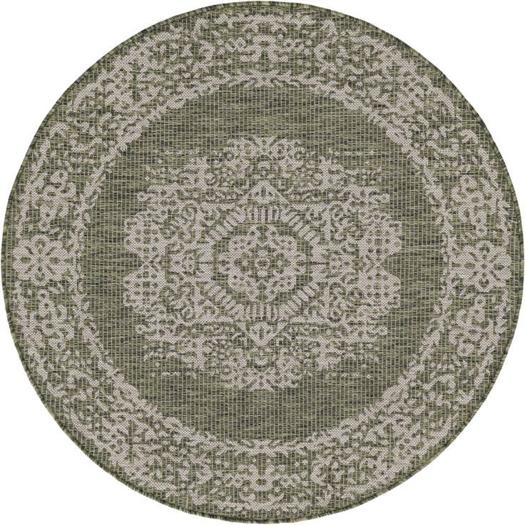 Detail image of 4' x 4' Easy-Clean Traditional Indoor / Outdoor Round Rug