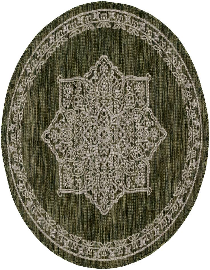 Detail image of 4' x 4' Easy-Clean Traditional Indoor / Outdoor Round Rug