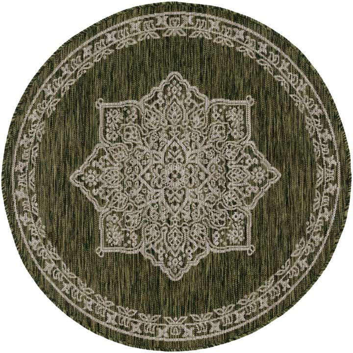 4' x 4' Easy-Clean Traditional Indoor / Outdoor Round Rug