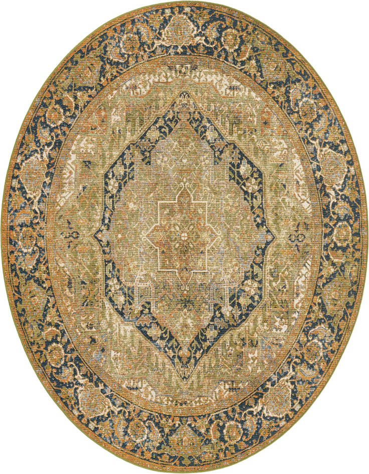Detail image of 7' 10 x 7' 10 Easy-Clean Traditional Indoor / Outdoor Round Rug