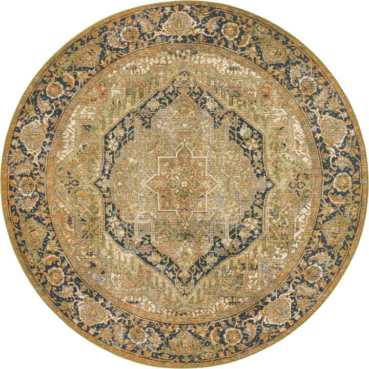 7' 10 x 7' 10 Easy-Clean Traditional Indoor / Outdoor Round Rug