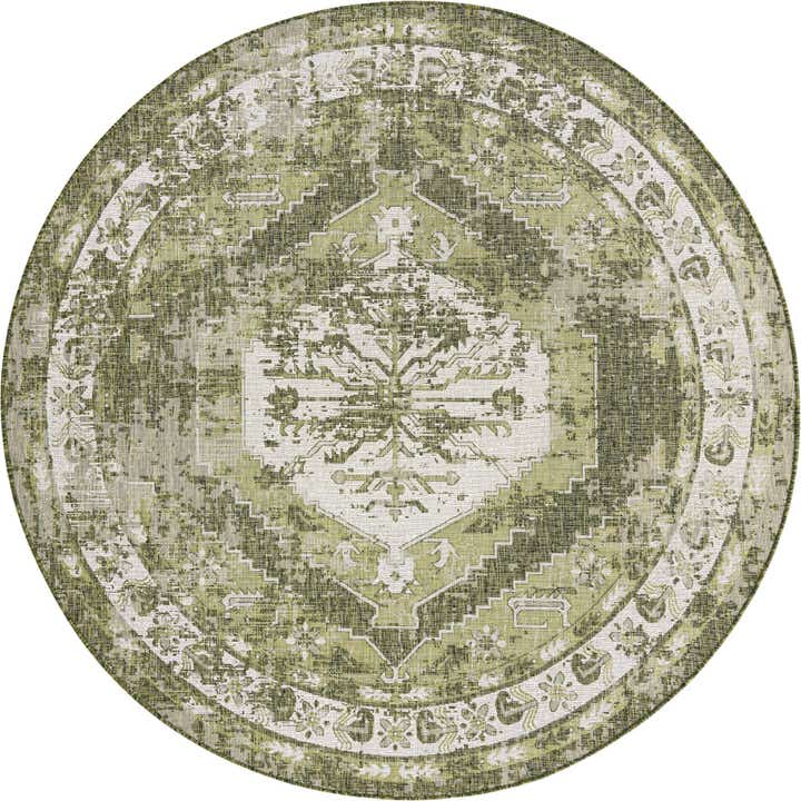 10' x 10' Easy-Clean Traditional Indoor / Outdoor Round Rug