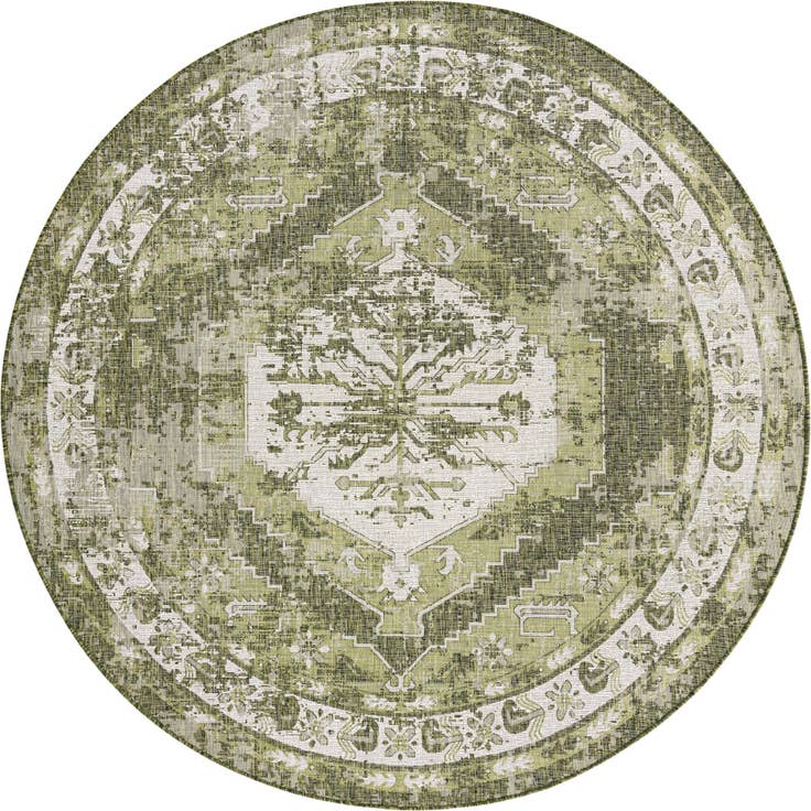 Detail image of 10' x 10' Easy-Clean Traditional Indoor / Outdoor Round Rug