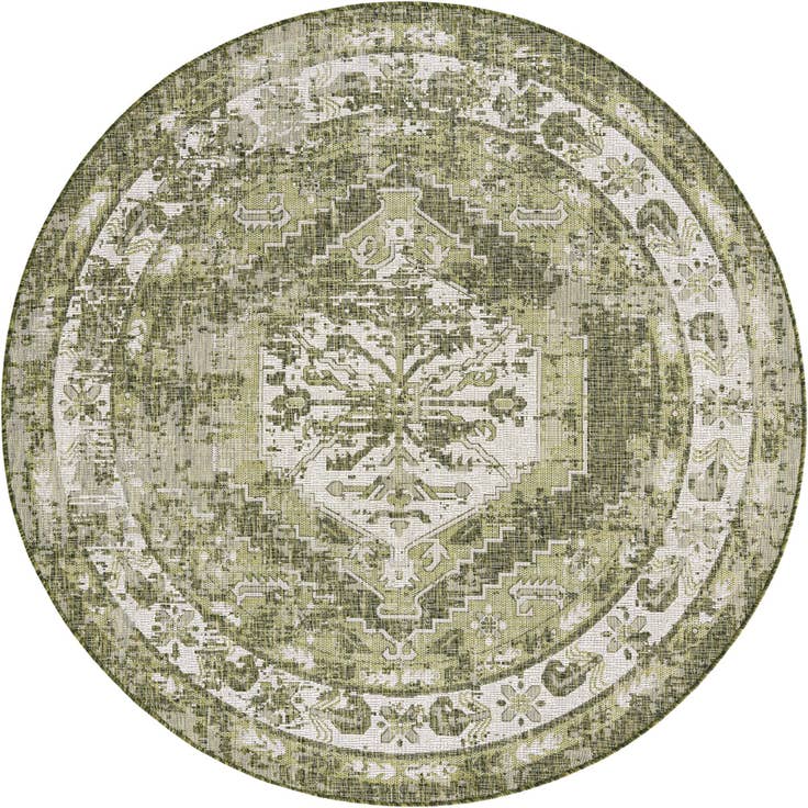 Detail image of 7' 10 x 7' 10 Easy-Clean Traditional Indoor / Outdoor Round Rug