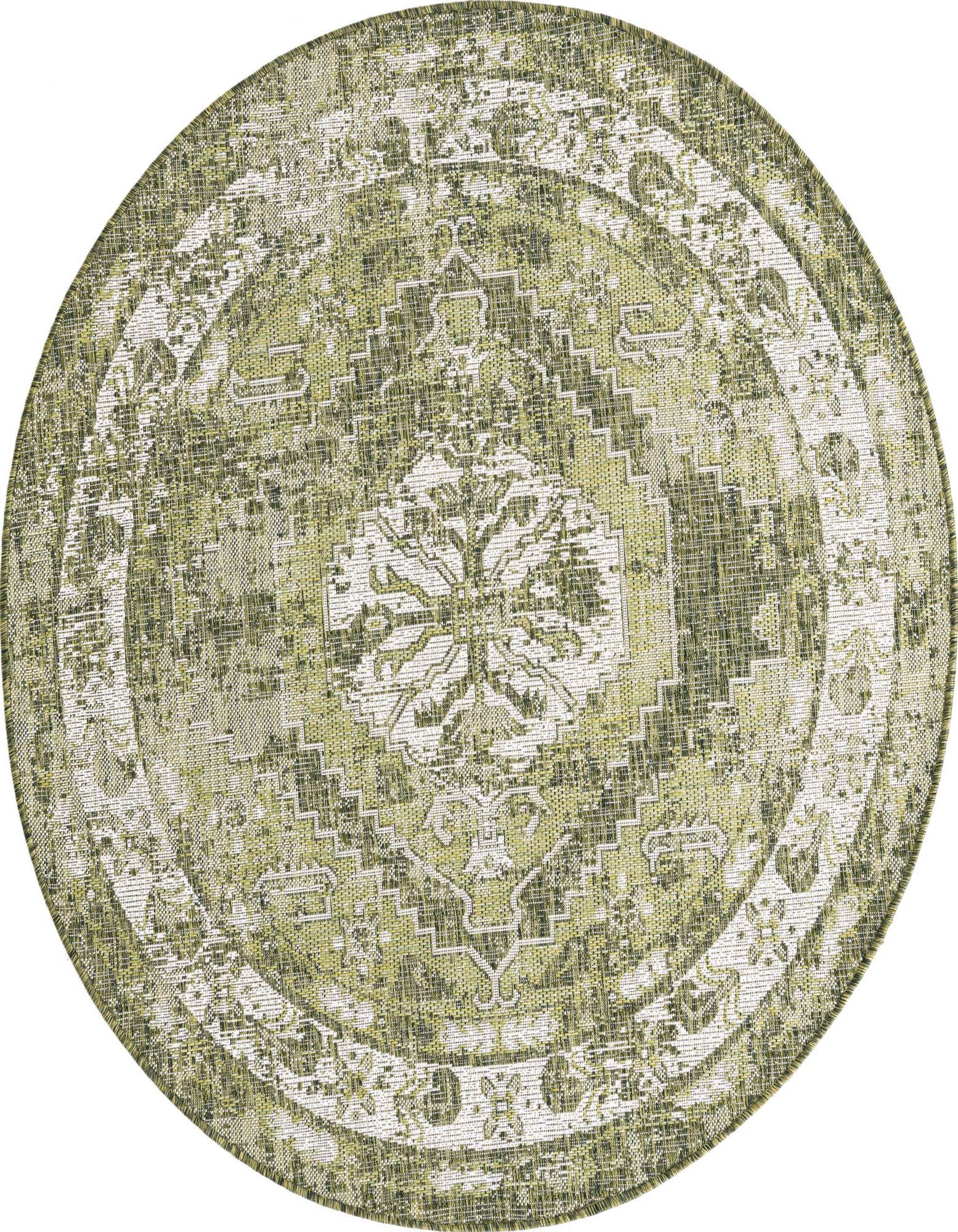 5' 3 x 5' 3 Easy-Clean Traditional Indoor / Outdoor Round Rug