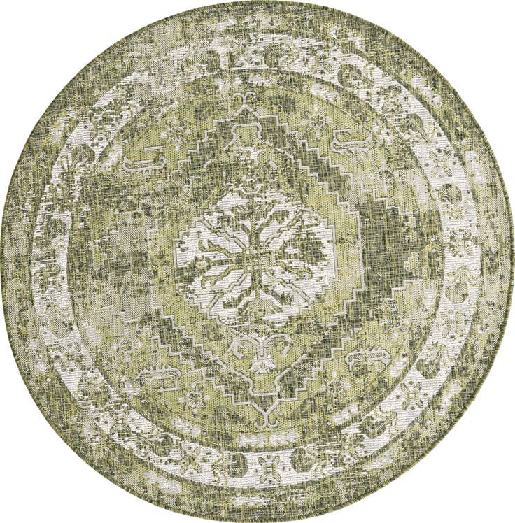 Detail image of 5' 3 x 5' 3 Easy-Clean Traditional Indoor / Outdoor Round Rug