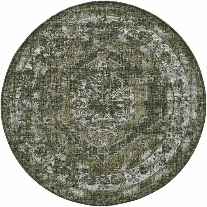 4' x 4' Easy-Clean Traditional Indoor / Outdoor Round Rug