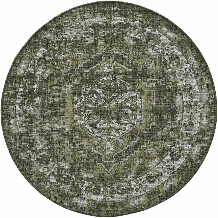 Detail image of 4' x 4' Easy-Clean Traditional Indoor / Outdoor Round Rug