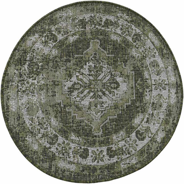 3' x 3' Easy-Clean Traditional Indoor / Outdoor Round Rug