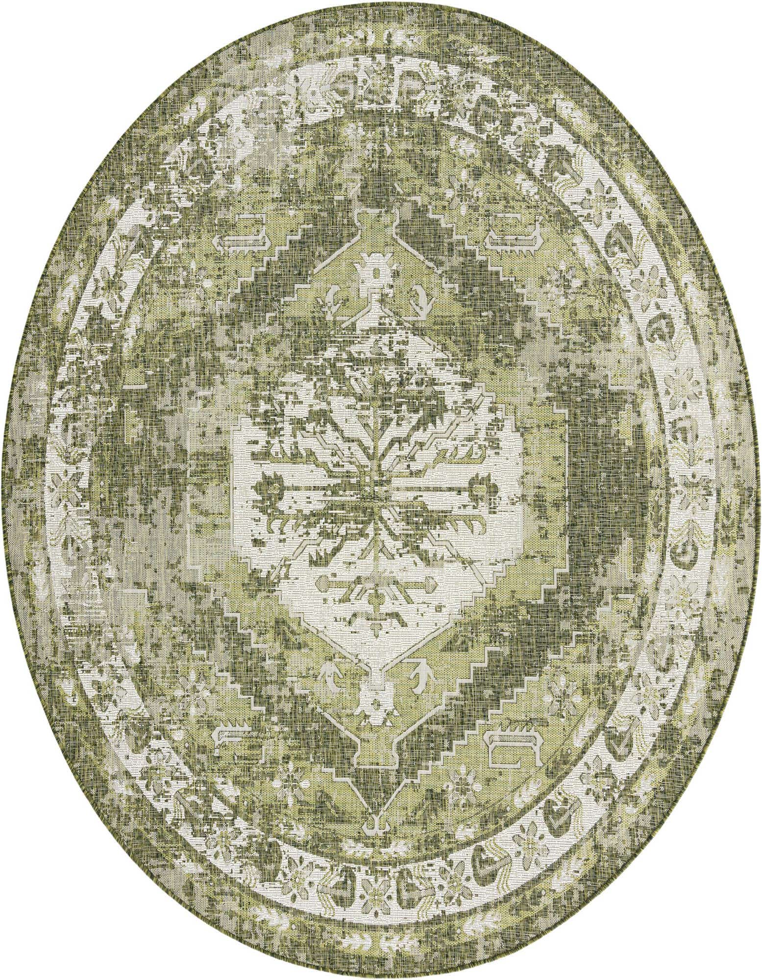 13' x 13' Easy-Clean Traditional Indoor / Outdoor Round Rug