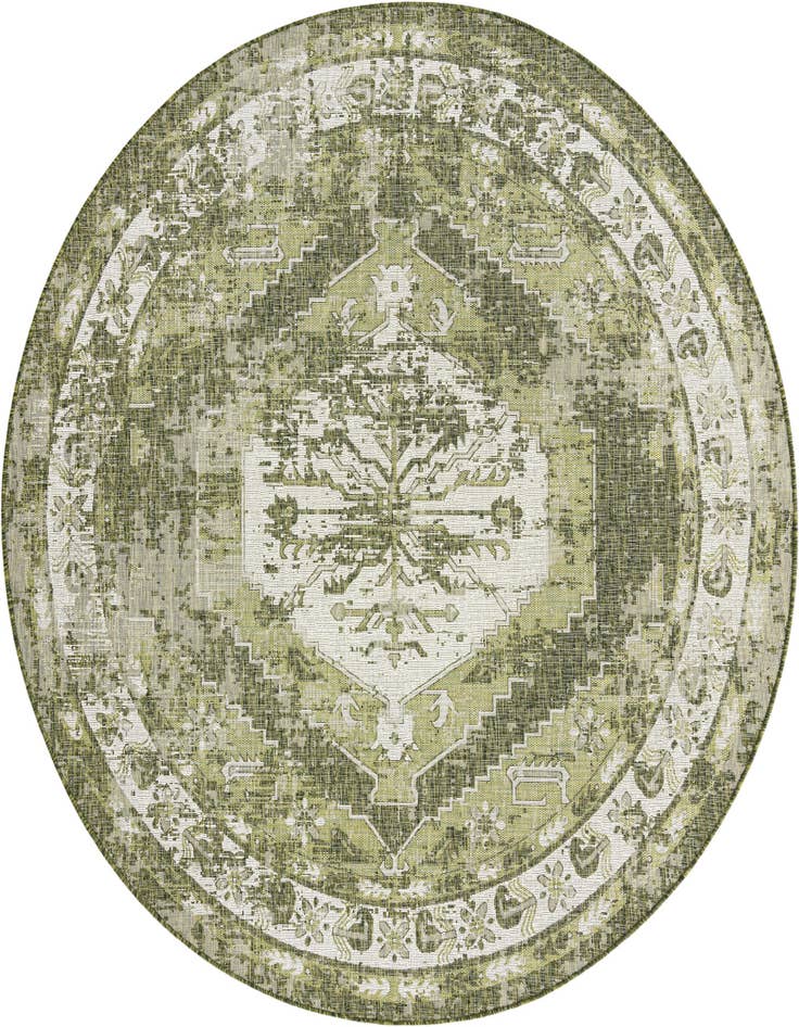 Detail image of 13' x 13' Easy-Clean Traditional Indoor / Outdoor Round Rug