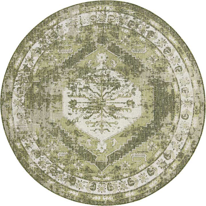 13' x 13' Easy-Clean Traditional Indoor / Outdoor Round Rug