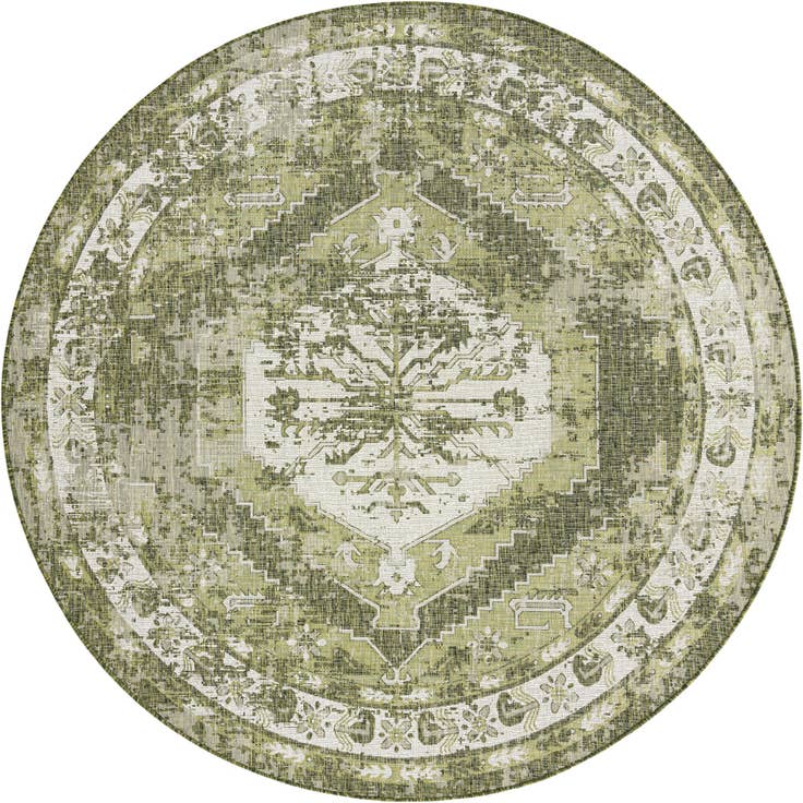 Detail image of 13' x 13' Easy-Clean Traditional Indoor / Outdoor Round Rug