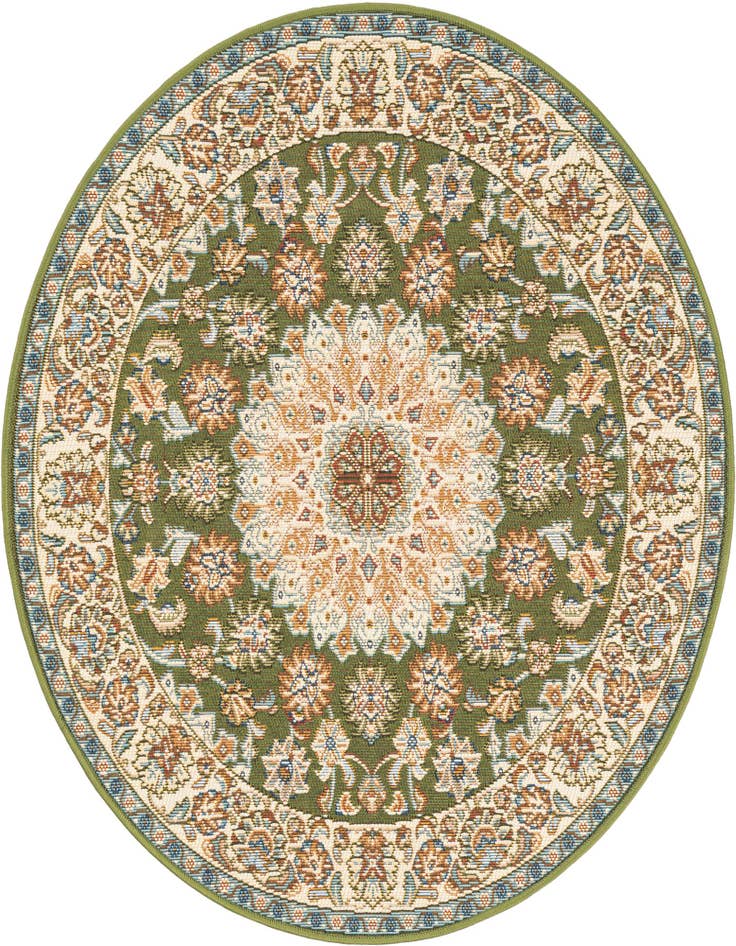 Detail image of 3' 3 x 3' 3 Easy-Clean Traditional Indoor / Outdoor Round Rug