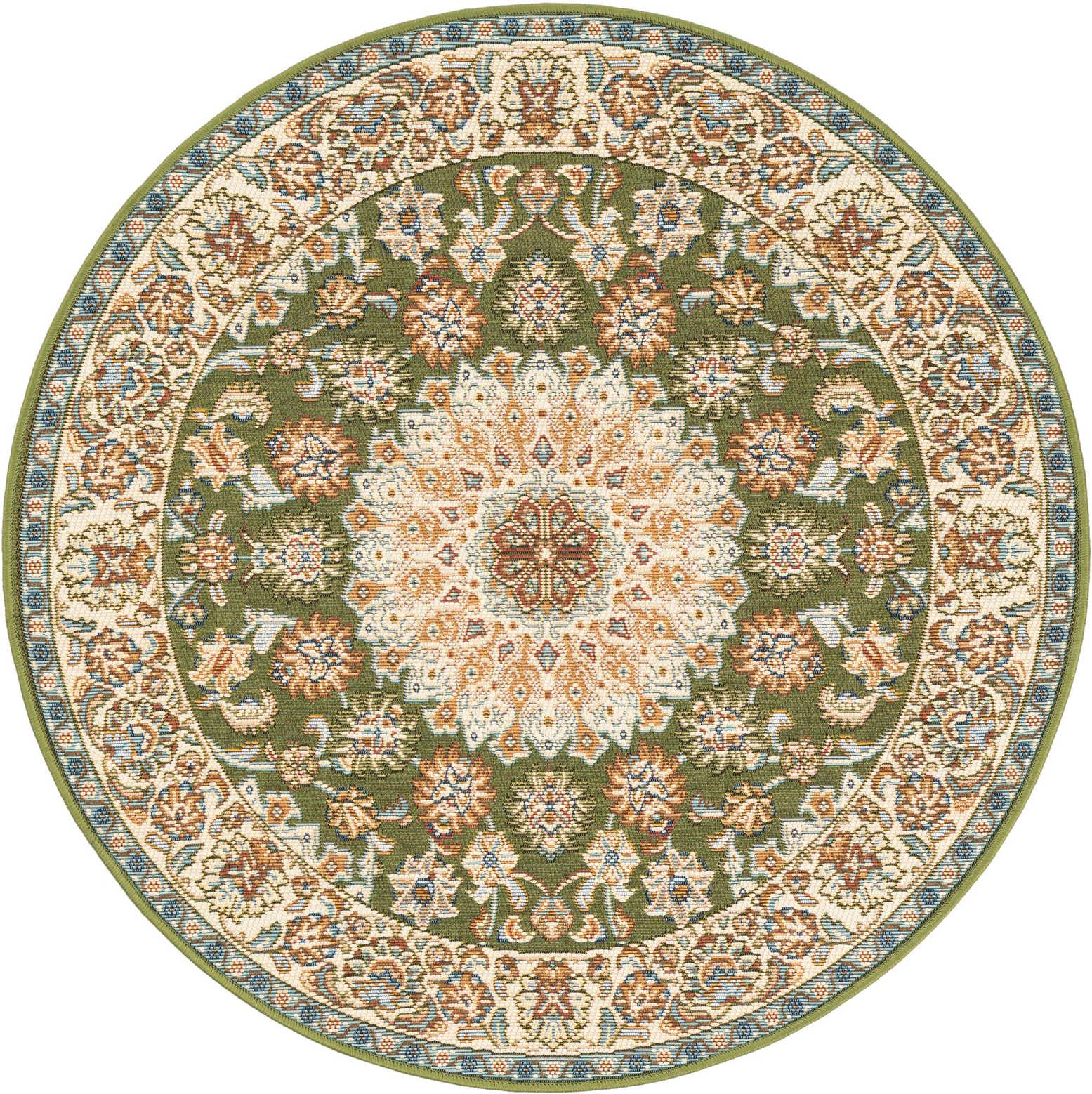 3' 3 x 3' 3 Easy-Clean Traditional Indoor / Outdoor Round Rug