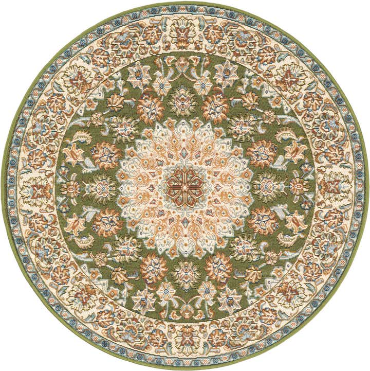 3' 3 x 3' 3 Easy-Clean Traditional Indoor / Outdoor Round Rug