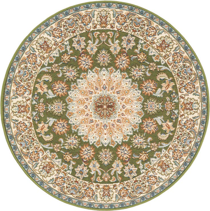 Detail image of 3' 3 x 3' 3 Easy-Clean Traditional Indoor / Outdoor Round Rug