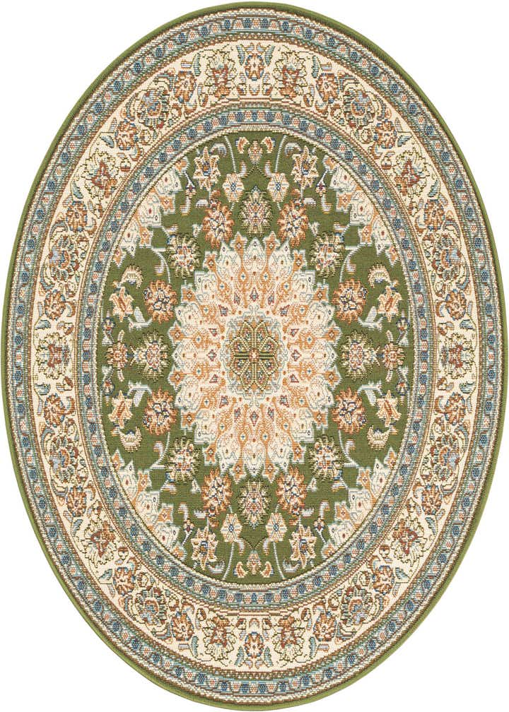 4' 1 x 4' 1 Easy-Clean Traditional Indoor / Outdoor Round Rug