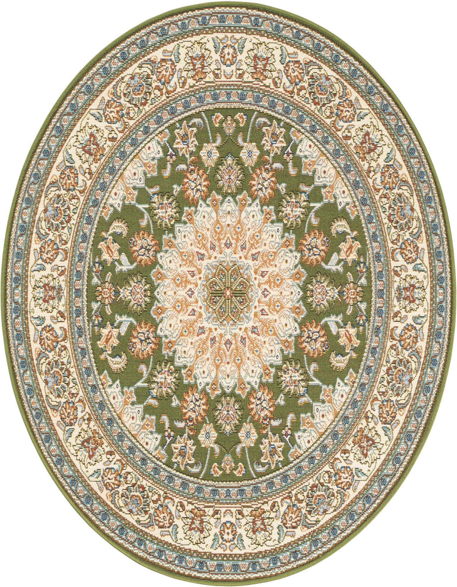 4' 1 x 4' 1 Easy-Clean Traditional Indoor / Outdoor Round Rug