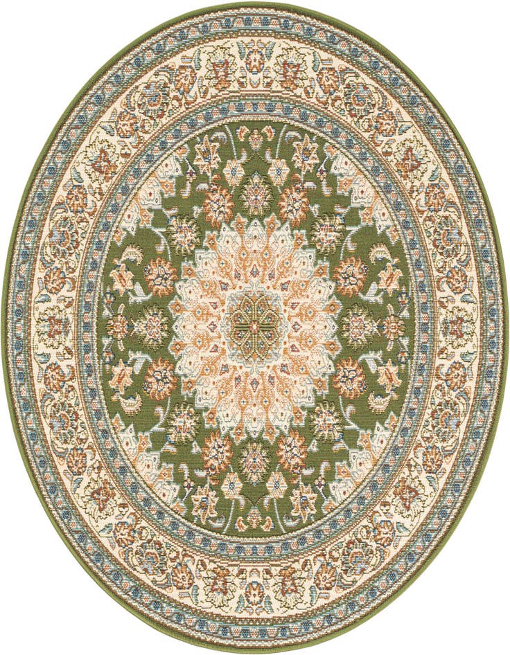 Detail image of 4' 1 x 4' 1 Easy-Clean Traditional Indoor / Outdoor Round Rug