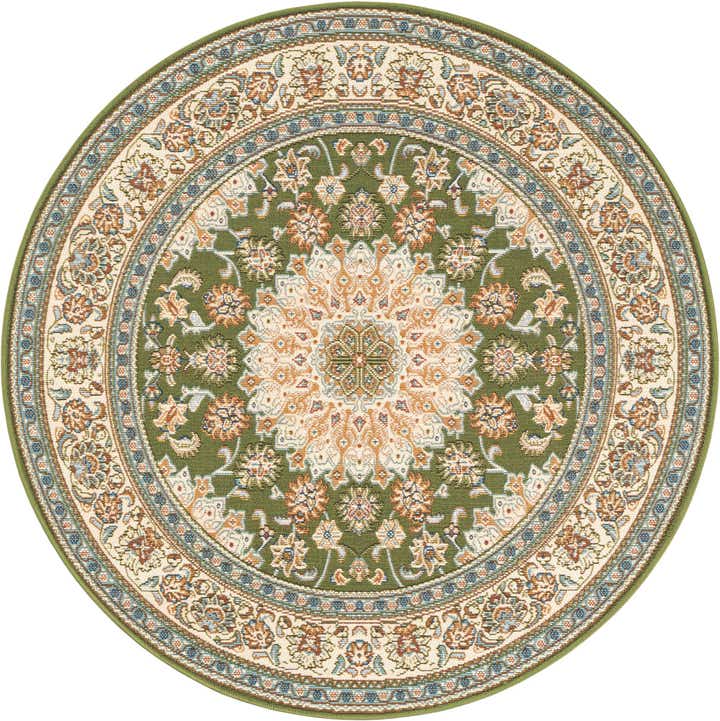 4' 1 x 4' 1 Easy-Clean Traditional Indoor / Outdoor Round Rug