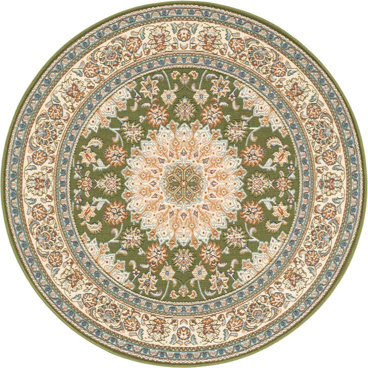 Detail image of 4' 1 x 4' 1 Easy-Clean Traditional Indoor / Outdoor Round Rug
