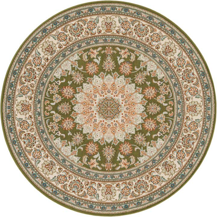 6' 1 x 6' 1 Easy-Clean Traditional Indoor / Outdoor Round Rug