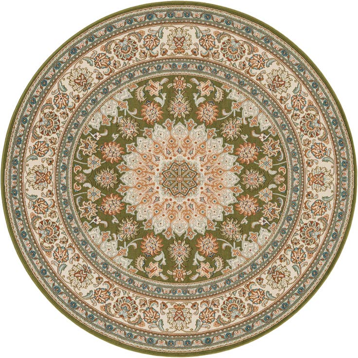 Detail image of 6' 1 x 6' 1 Easy-Clean Traditional Indoor / Outdoor Round Rug