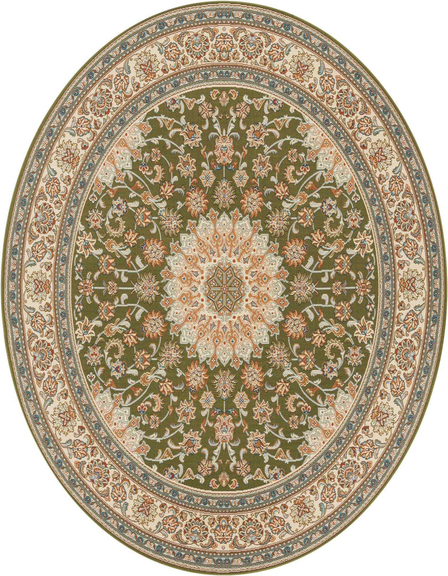 7' 10 x 7' 10 Easy-Clean Traditional Indoor / Outdoor Round Rug