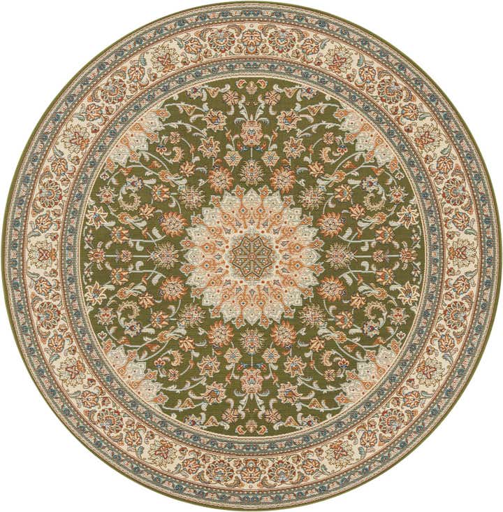 7' 10 x 7' 10 Easy-Clean Traditional Indoor / Outdoor Round Rug