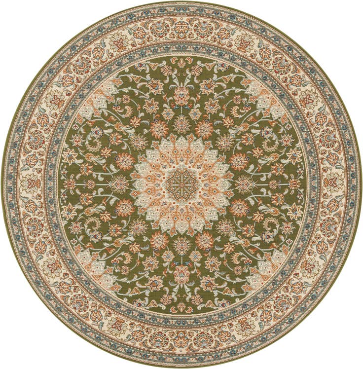 Detail image of 7' 10 x 7' 10 Easy-Clean Traditional Indoor / Outdoor Round Rug