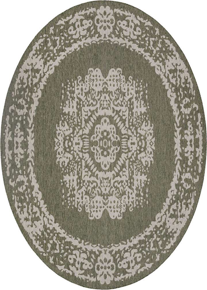 12' x 12' Easy-Clean Traditional Indoor / Outdoor Round Rug