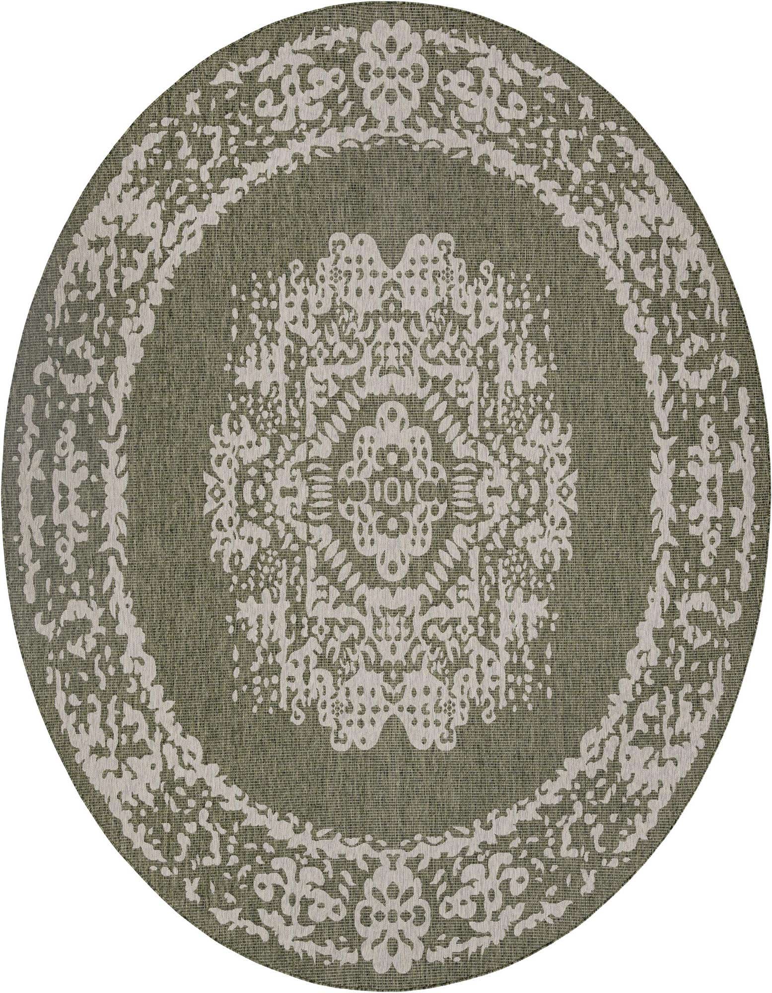 12' x 12' Easy-Clean Traditional Indoor / Outdoor Round Rug
