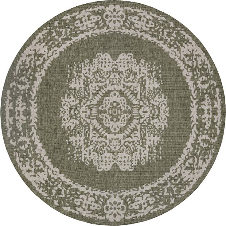 Detail image of 12' x 12' Easy-Clean Traditional Indoor / Outdoor Round Rug