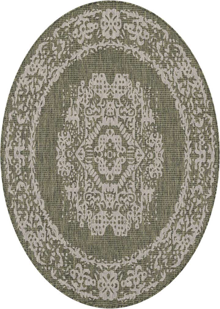5' 3 x 5' 3 Easy-Clean Traditional Indoor / Outdoor Round Rug