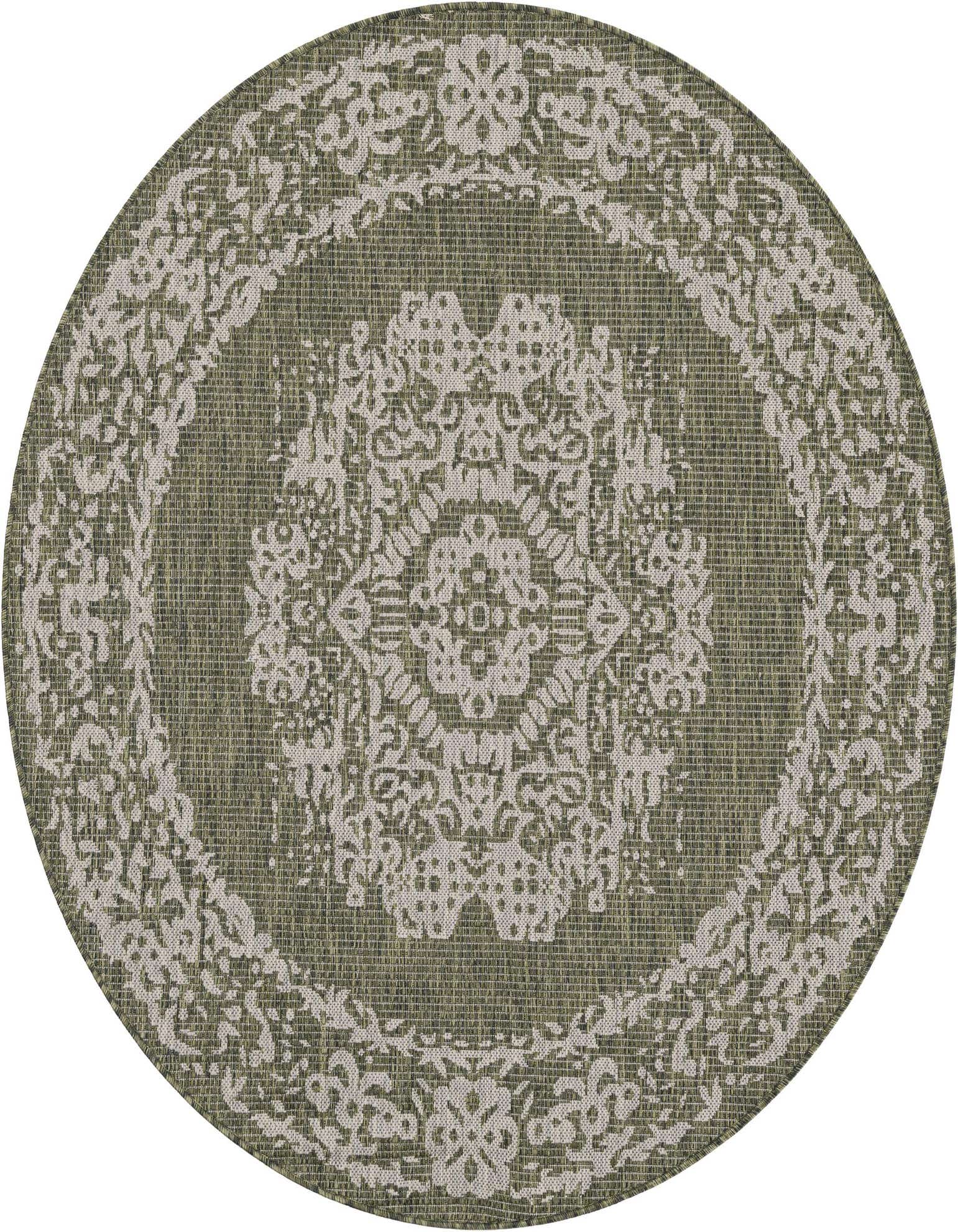 5' 3 x 5' 3 Easy-Clean Traditional Indoor / Outdoor Round Rug