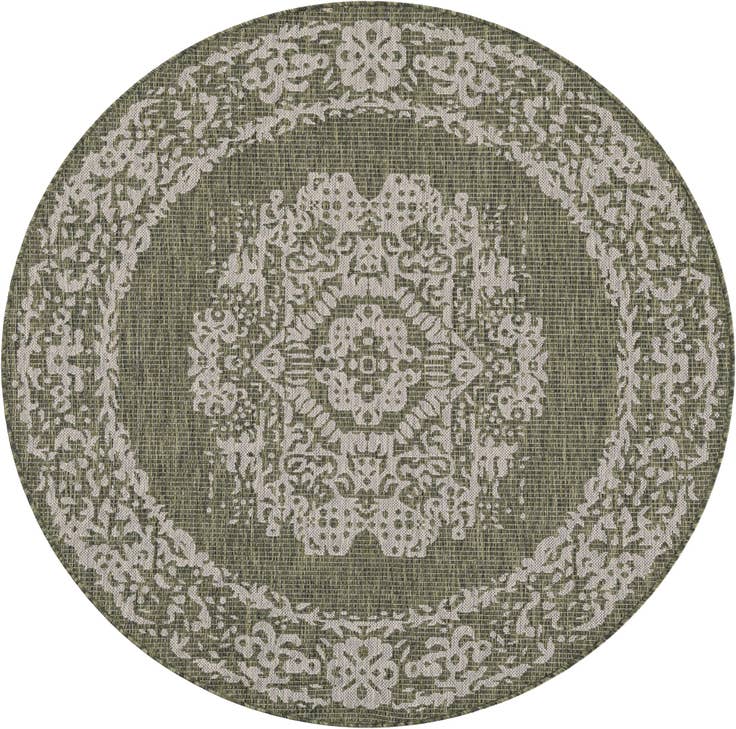 Detail image of 5' 3 x 5' 3 Easy-Clean Traditional Indoor / Outdoor Round Rug