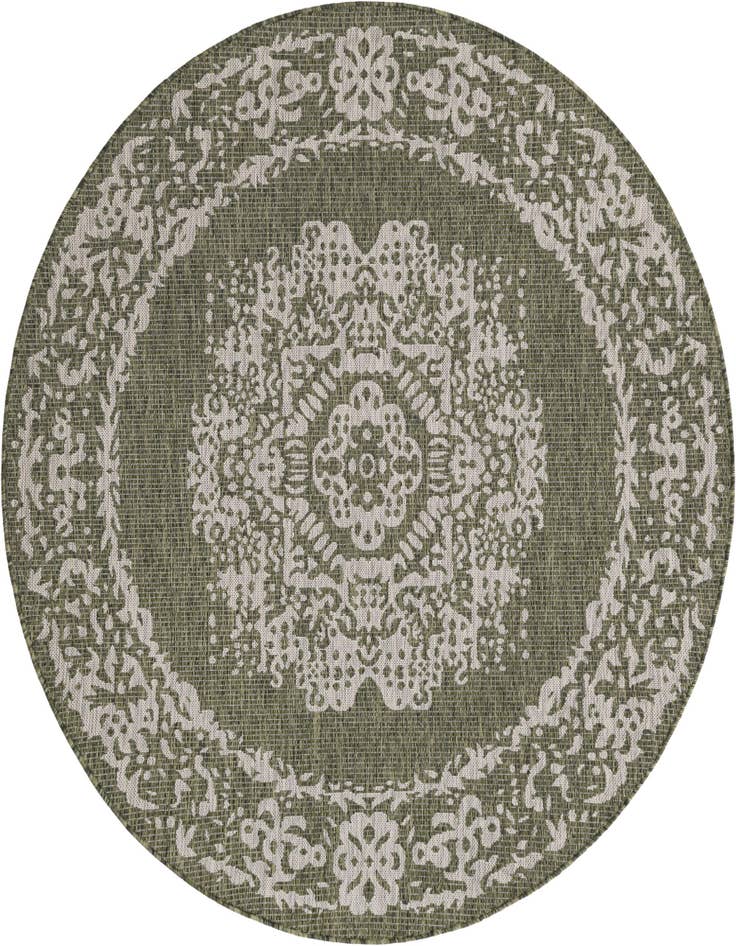 Detail image of 6' x 6' Easy-Clean Traditional Indoor / Outdoor Round Rug