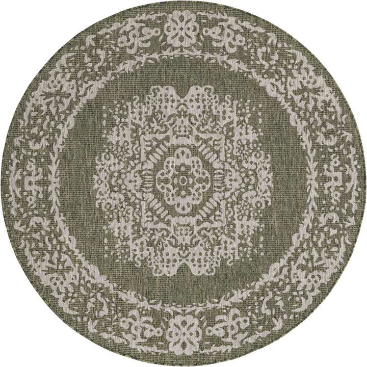 6' x 6' Easy-Clean Traditional Indoor / Outdoor Round Rug