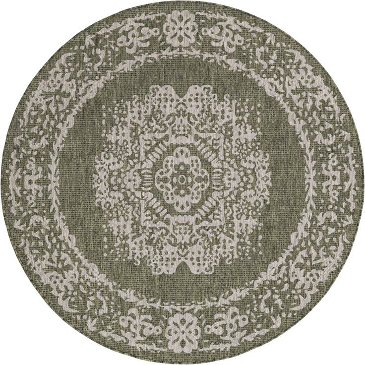 Detail image of 6' x 6' Easy-Clean Traditional Indoor / Outdoor Round Rug