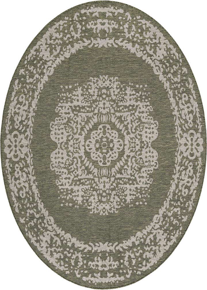 7' 10 x 7' 10 Easy-Clean Traditional Indoor / Outdoor Round Rug