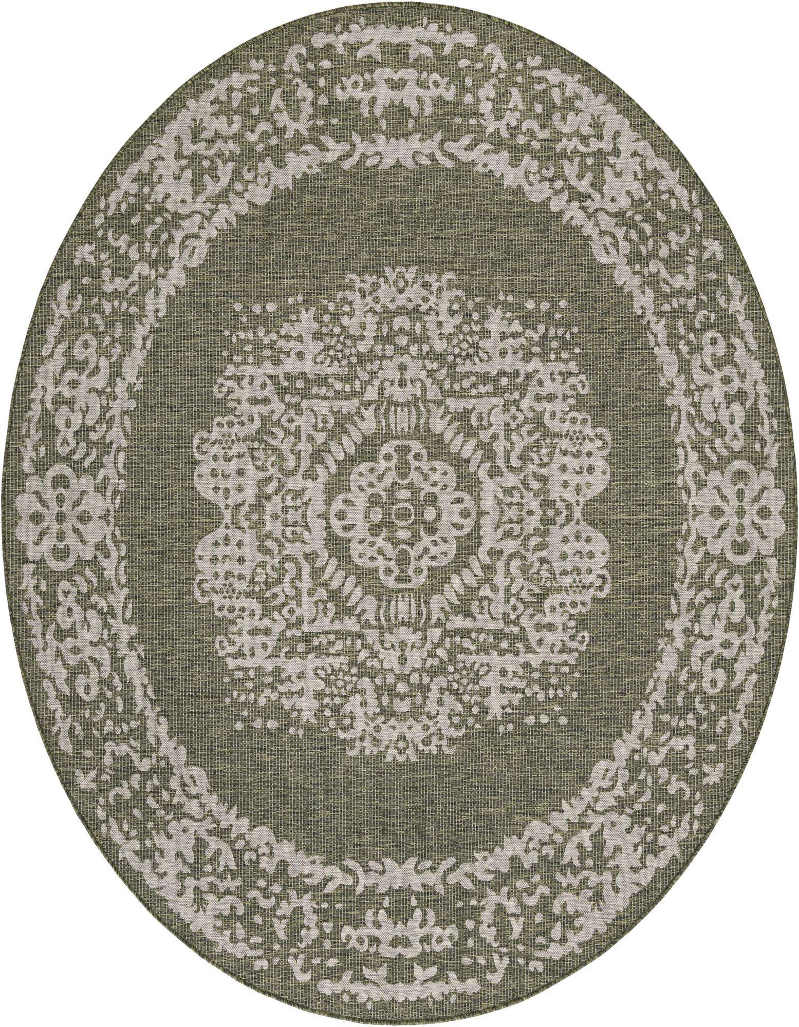 7' 10 x 7' 10 Easy-Clean Traditional Indoor / Outdoor Round Rug